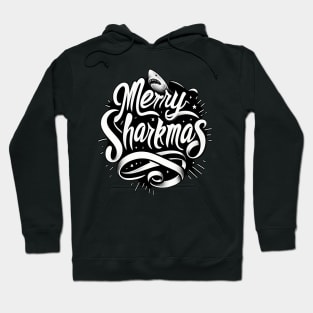 Merry Sharkmas, Santa Waving, Christmas Gift, Shark Gift Hoodie